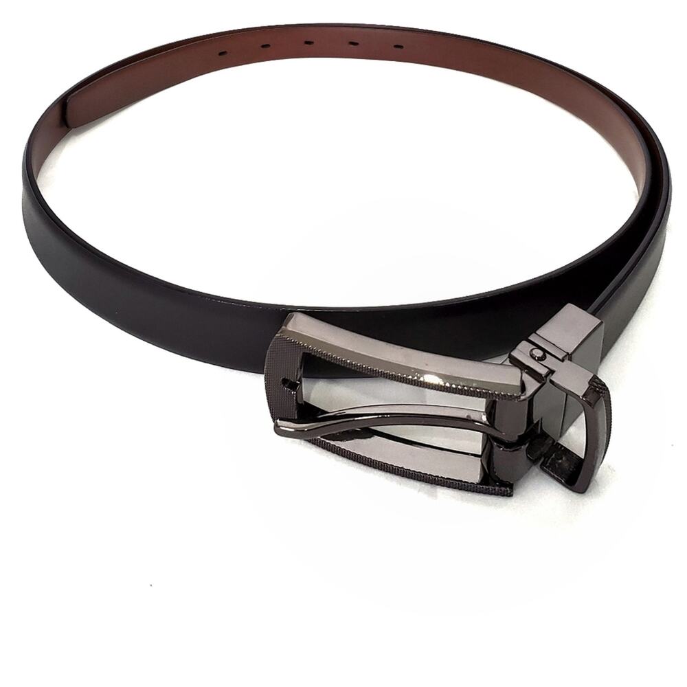 Black Leather Belt with Gunmetal Buckle